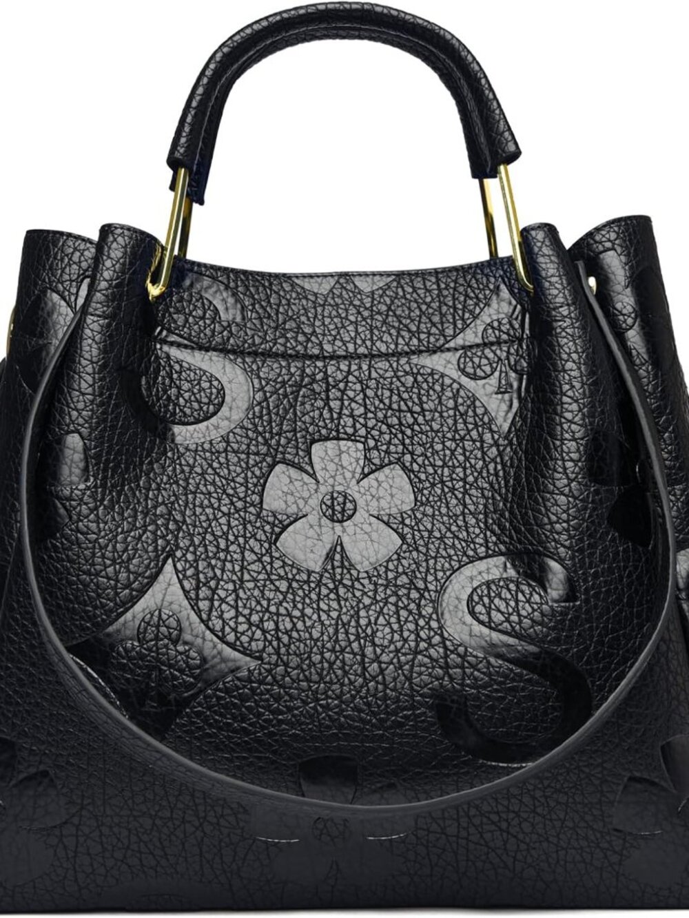 Floral Handbags Purses Women - Embossed Vegan Leather Top Handle Handbag Set Lar